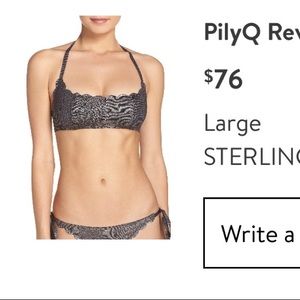 PilyQ reversible halter bikini top - size large - color sterling